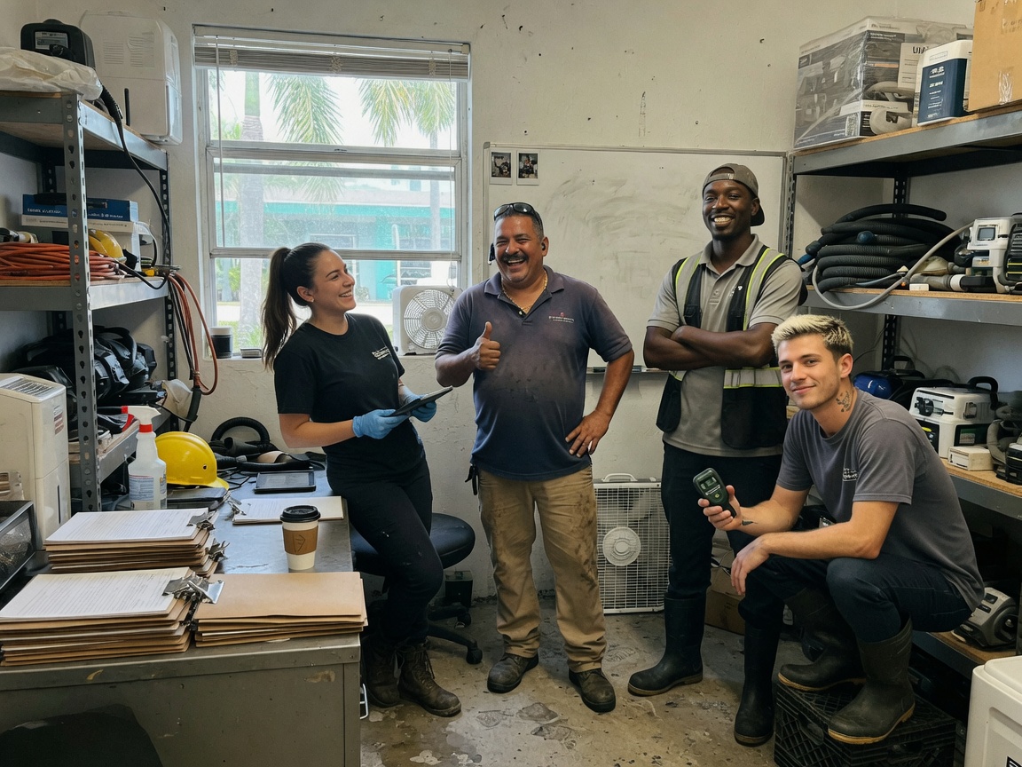 The Papa Water Damage team at work in Miami